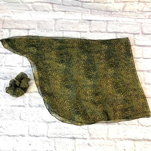Sheer Leopard Animal Print Sarong‎ Wrap Knee Length Matching Hair Scrunchy